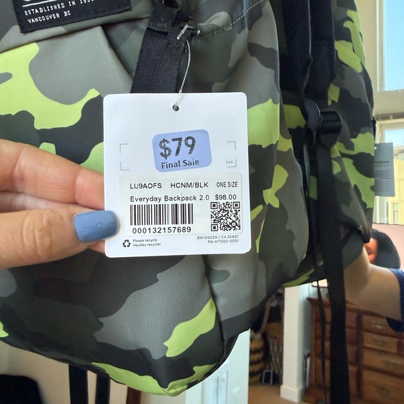 NWT - Lululemon Everyday Backpack 2.0 23L Heritage 365 Camo Green - Picture 8 of 15